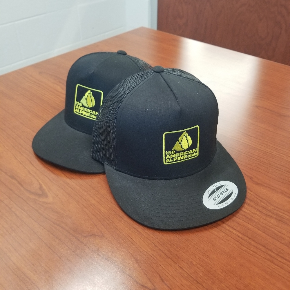 AAC American Alpine Club logo black trucker hat